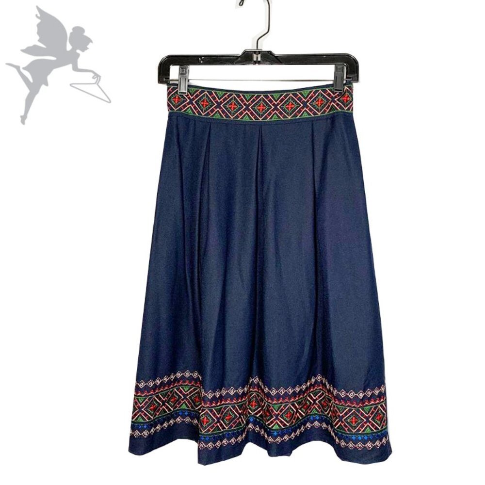 ALYA A Line Embroidered Folk Art Skirt